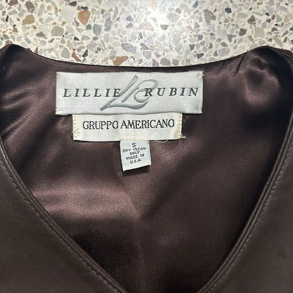 Lillie Rubin Gruppo Americano made in USA brown leather vest small s - Picture 6 of 8